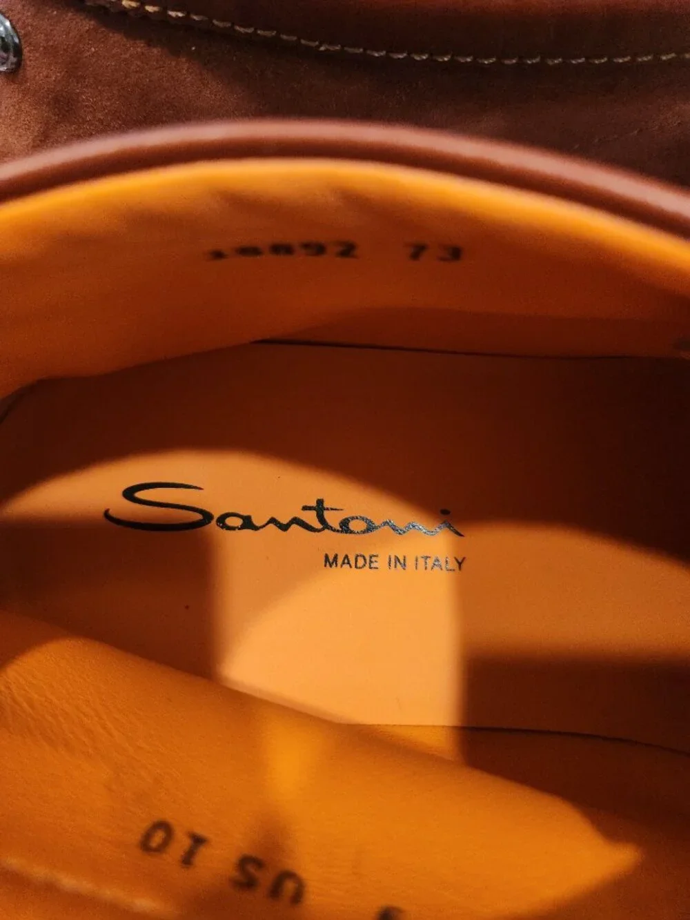 Santoni Suede Quilted Chukka Boots Orange Lining Brown US 10 / UK 9